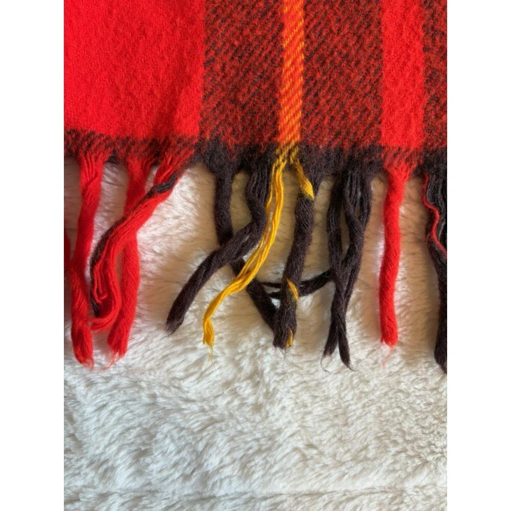 Vintage Faribo Acrylic Blanket Plaid Red Black Yellow 54